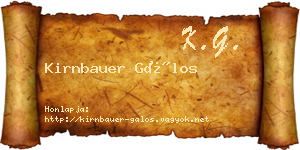 Kirnbauer Gálos névjegykártya